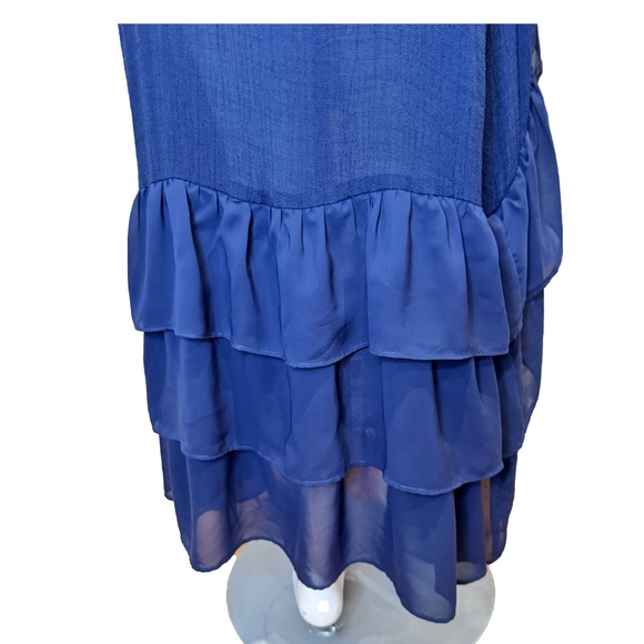 Stetson Blue Western Tiered Ruffle Hem High-Low Sleeveless Dress Size Medium - Picture 4 of 6